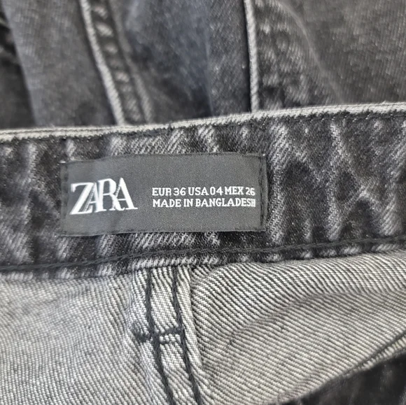 Zara Black Jean Shorts High-Waisted Distressed - Picture 9 of 9